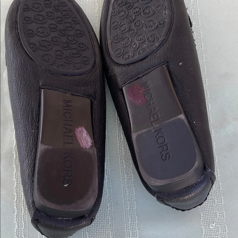 Michael Kors Black Leather Logo Charm Loafers